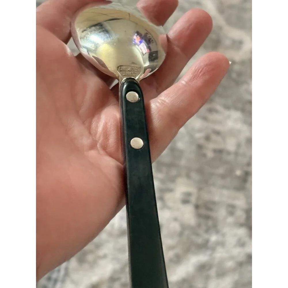 Vintage LUNT Contrast Sterling Silver.Ebony Serving Spoon,Seafood Spoon & Knives